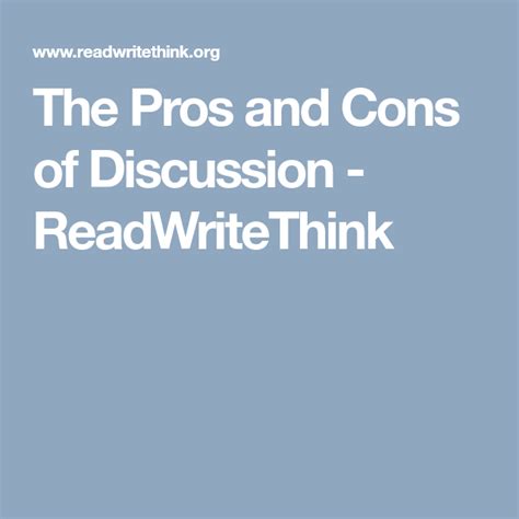 The Pros And Cons Of Discussion Readwritethink Freewriting