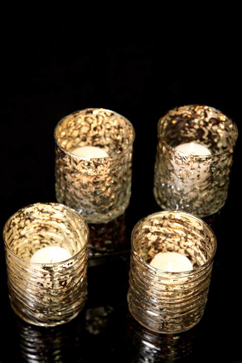 4 Mercury Glass Candle Holders