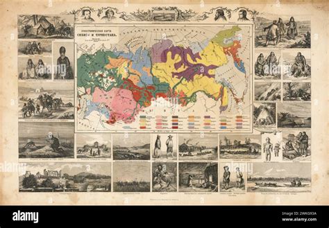 Ethnographic Map Of Siberia And Turkestan 1890 Friedrich Arnold
