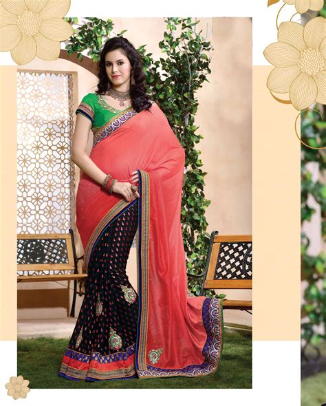 Ashika Red And Black Georgette Saree Buy Ashika Red And Black Georgette Saree Online At Low