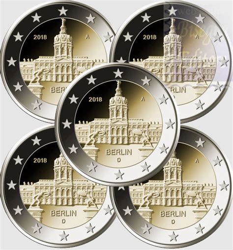 Monete Euro Fior Di Conio Unc 2 Euro Germania 2018 X 5 Zecche A D F
