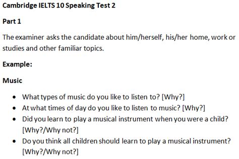 Cambridge Ielts 10 Speaking Test 2 Part 1 Questions And Answers