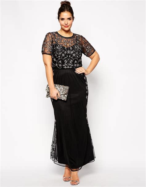 Delicate Beading Short Sleeve Formal Evening Dress Ankle Length Long Black Plus Size Prom