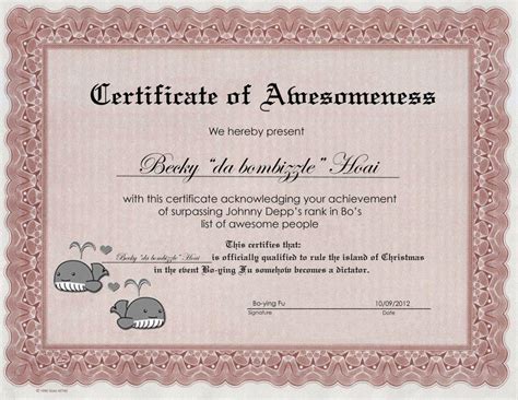 Free Printable Certificate Of Awesomeness Templates