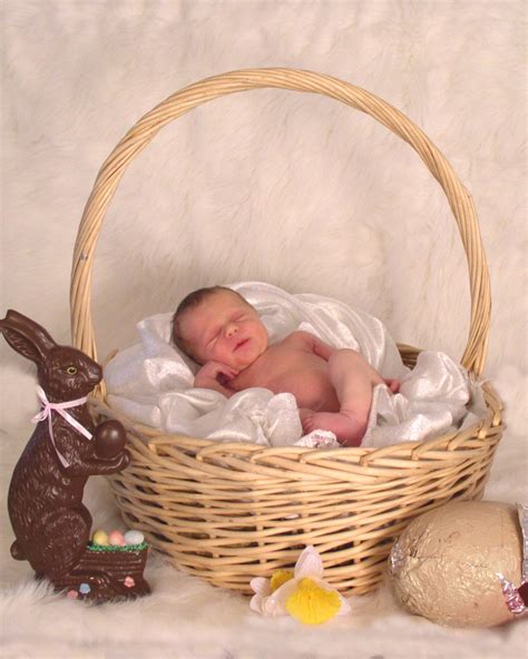 Baby In An Easter Basket Portrait Photo Bountiful Utah Newborn Baby