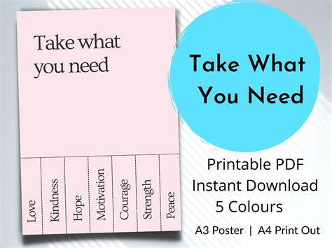 Take What You Need Printable Positivity Instant Digital Etsy