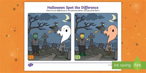 Halloween Aistear Spot The Difference Worksheets Twinkl