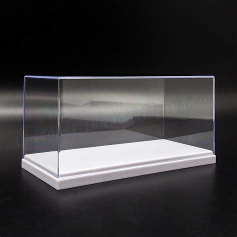 Uk 20cm L Clear Acrylic Plastic Display Case White 2 Steps Box