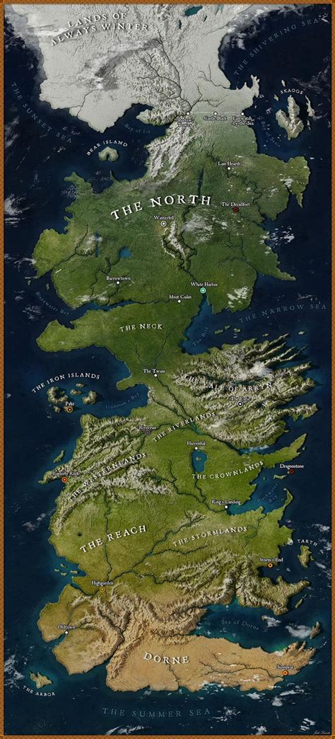Westeros Mapa Topográfico Game Of Thrones Westeros Mapa De Westeros
