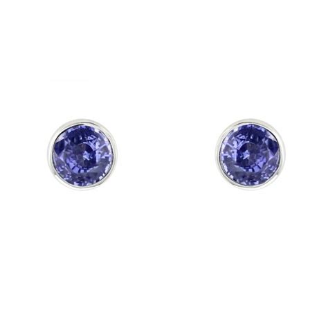 18ct White Gold 5mm X 5mm Blue Sapphire Stud Earrings Jewellery From