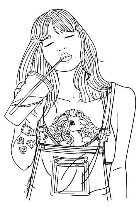 Fashionable Girl 1 Coloring Page Free Printable Coloring Pages For Kids