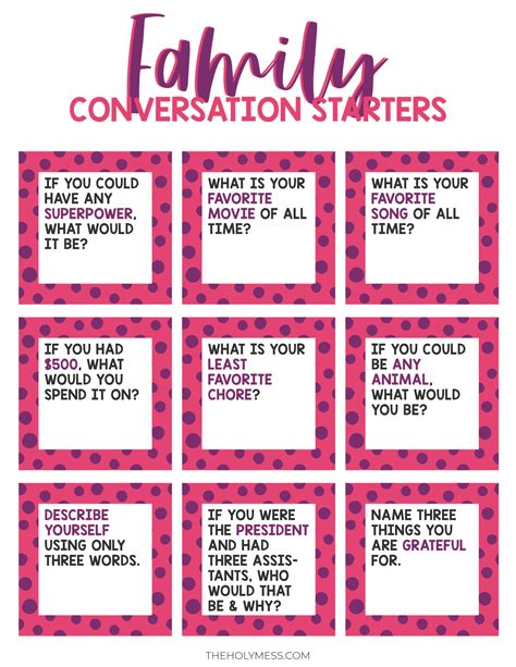 Conversation Cards Free Printable
