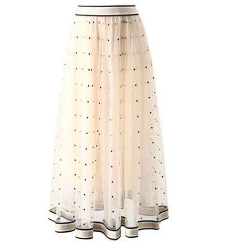 Decorative Lace Lightweight Polka Dot Straight Knee Length Skirts 120