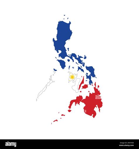 Philippines Map With National Flag On Grey Background Vector