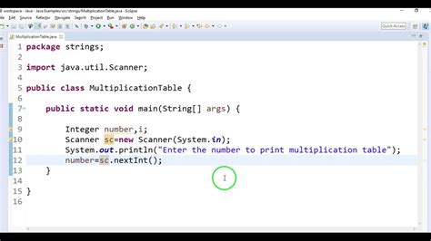 Write A Java Program To Print Multiplication Table In Java Youtube