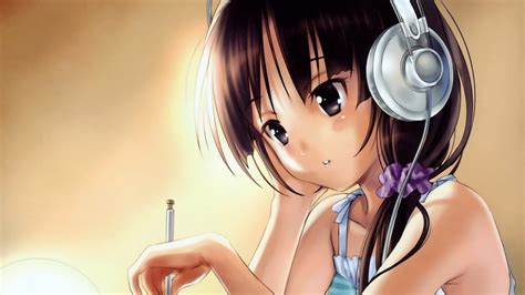 Anime character wearing headphones illustration HD wallpaper