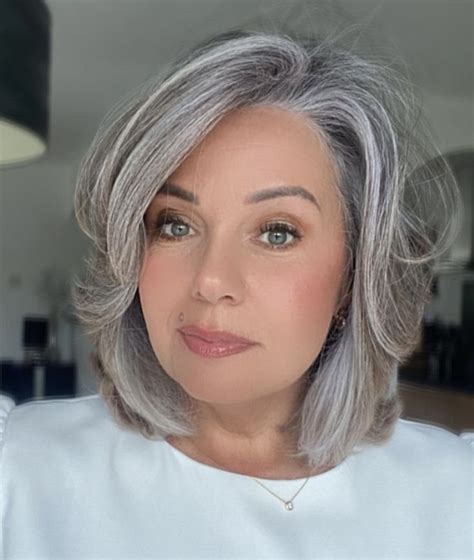 Gray Hair Cuts Grey Hair Color Hair Color And Cut Medium Length Hair
