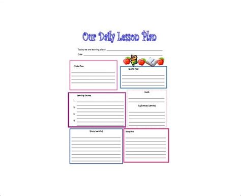 daily lesson plan template    word format