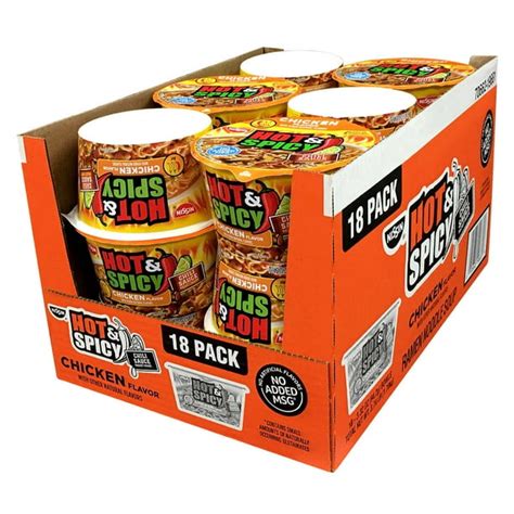 Nissin Hot And Spicy Noodle Bowl Chicken 3 32 Oz 18 Count