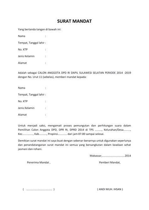 Download contoh surat mandat dengan mengklik link berikut Contoh Surat Mandat Pramuka - Gudang Surat