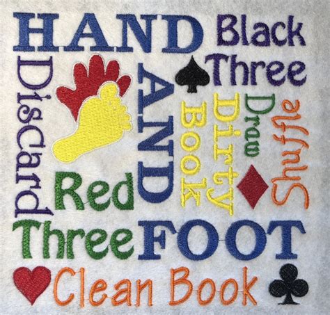 Hand And Foot Card Game Jumble Digitized Embroidery Design Etsy