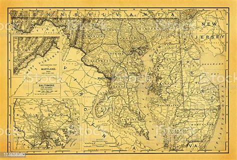Usa Maps And Illustrations States Of Dc Maryland Delaware Stock