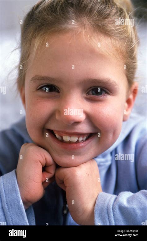 Portrait Of A 7 Year Old Girl Stock Photo Alamy