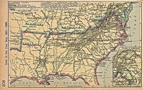 Mapa De Las Bases Territoriales De La Guerra Civil Estadounidense 1861