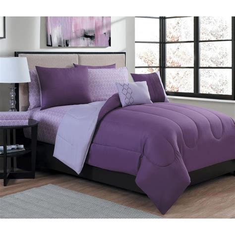 geneva home fashion lattice  piece purplelight purple queen comforter