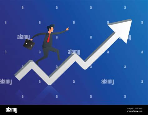 Businessman Run On Chart Graph Line To Goal To Achieve Success