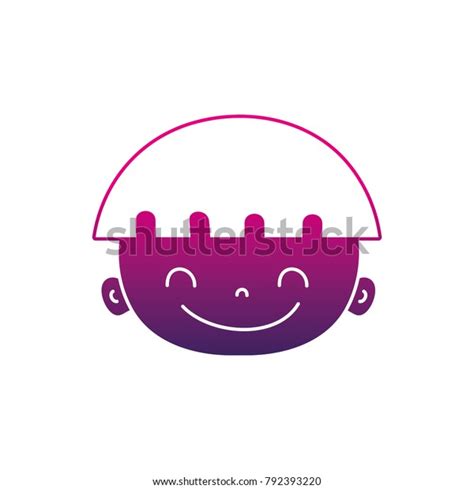 Silhouette Happy Avatar Boy Face Hairstyle Stock Vector Royalty Free