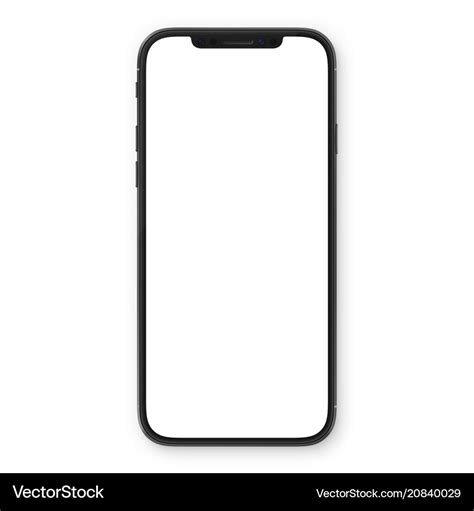 Black Smartphone With Blank White Screen High Vector Image