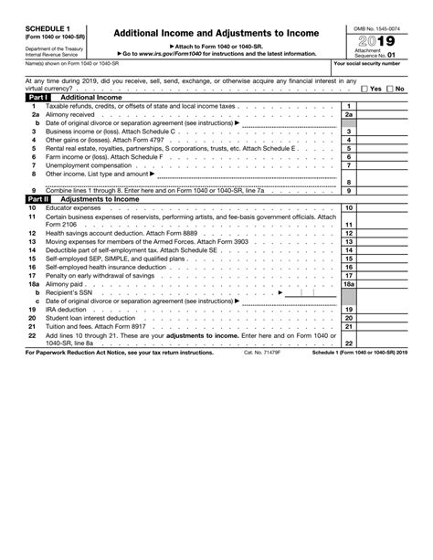Irs Form 1040 1040 Sr Schedule 1 2019 Fill Out Sign Online And