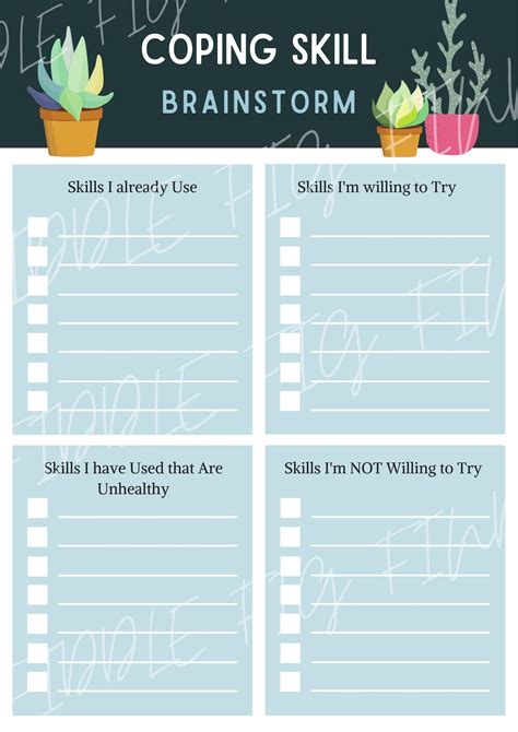 Coping Skill Worksheet Brainstorm Download Trauma Therapy Cbt Worksheet