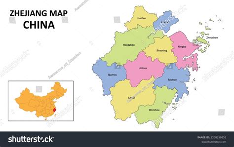 Zhejiang Map China State District Map Stock Vector Royalty Free 2208350855 Shutterstock