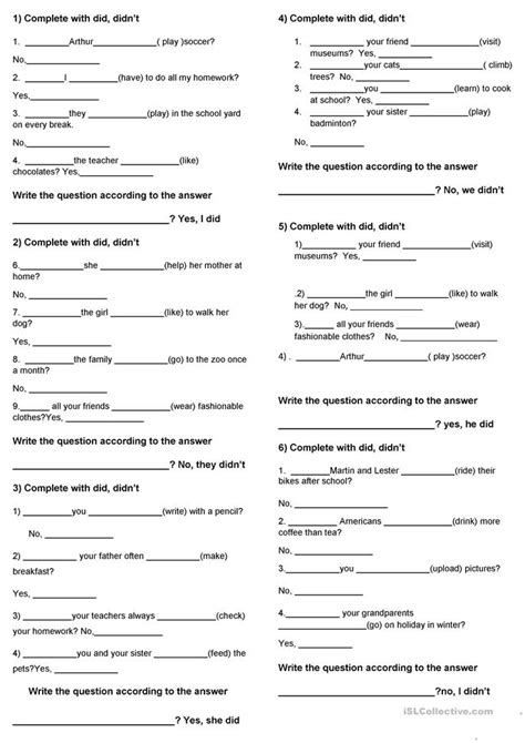 The homework site for teachers! did test worksheet - Free ESL printable worksheets made by ...