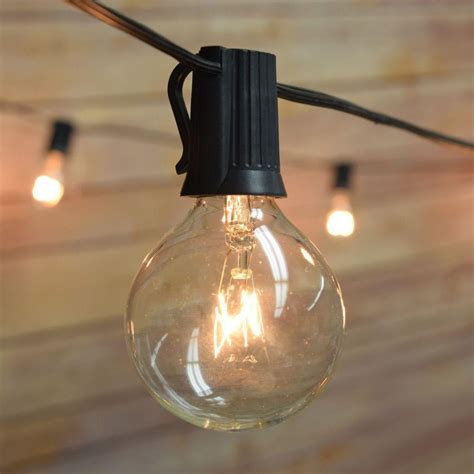 10 Socket Outdoor Patio String Light Set G40 Globe Bulbs 12 Ft Black