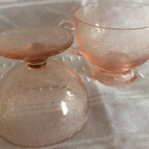 Pink Depression Glass Hazel Atlas Florentine Pattern Sugar Bowl And