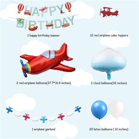 Joymemo Plane Birthday Decorations For Boys Vintage Airplane Cloud