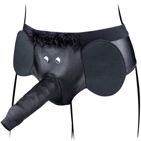 cueca de elefantinho preta com tromba interativa festa a fantasia masculina sunga sex shop