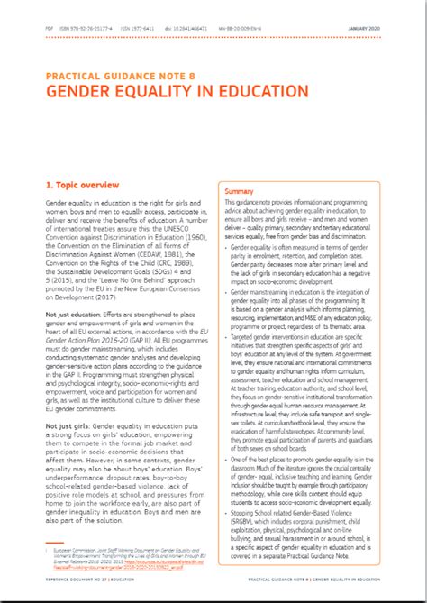 Practical Guidance Note 8 Gender Equality In Education Cde Almería Centro De Documentación