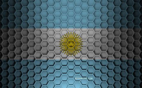 Descargar Fondos De Pantalla Bandera De Argentina Textura De Hexágonos 3d Argentina Textura