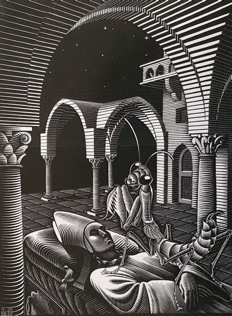 Escher Dream Vintage Print Surrealism Escher Poster 1935 Lithograph