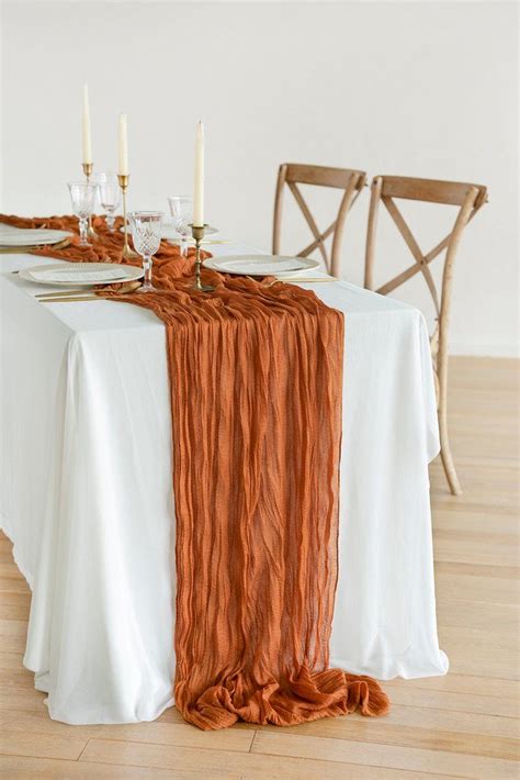 Rustic Gauze Cheesecloth Table Runner 30w X 10ft Burnt Orange Fall