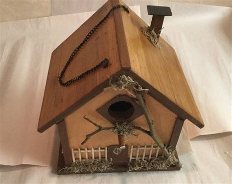 Handmade An Painted Log Cabin Style Birdhouse Nicely Accented Etsy