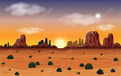 A Wild West Desert Scene Sky Cartoon Arizona Vector Sky Cartoon