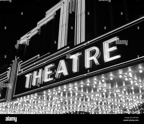 1930s 1940s Theater Marquee Theatre In Neon Lights Stock Photo Alamy