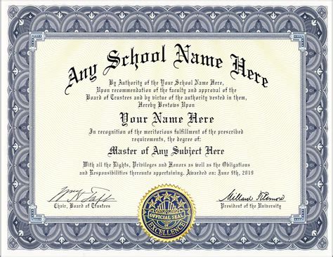 Novelty College Masters Degree Diploma Gag T Any