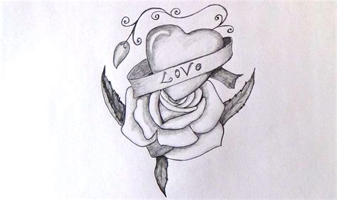 Skizze Bild Easy Pencil Drawings Of Roses And Hearts