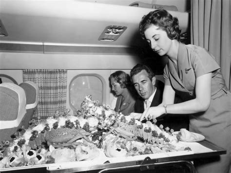 Dinner Is Served Meal Time Onboard A Qantas Lockheed Electra In The